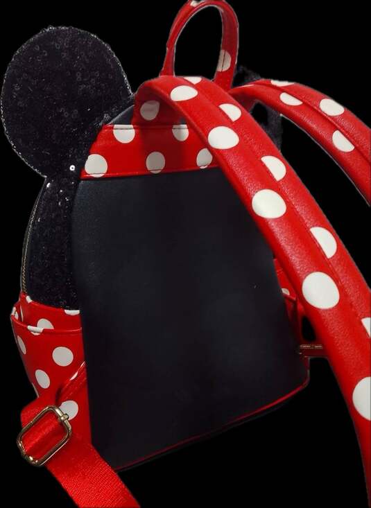 Disney Parks Loungefly Minnie Mouse Black Sequin and Red Polka Dot Mini Backpack - Picture 4 of 4